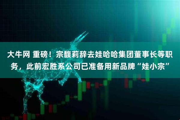 大牛网 重磅！宗馥莉辞去娃哈哈集团董事长等职务，此前宏胜系公司已准备用新品牌“娃小宗”
