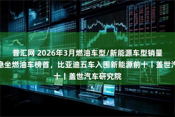 普汇网 2026年3月燃油车型/新能源车型销量榜：轩逸稳坐燃油车榜首，比亚迪五车入围新能源前十丨盖世汽车研究院