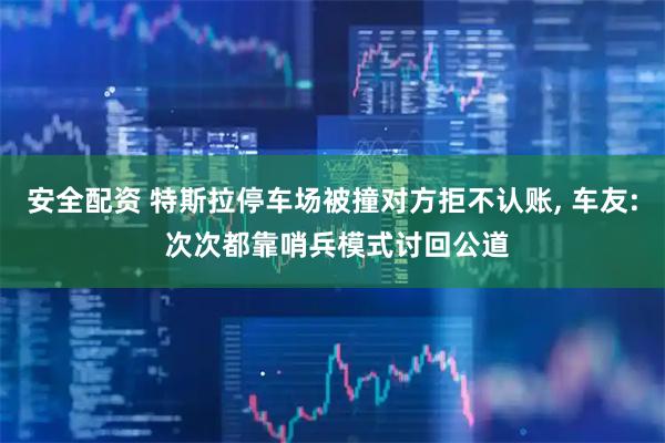 安全配资 特斯拉停车场被撞对方拒不认账, 车友: 次次都靠哨兵模式讨回公道